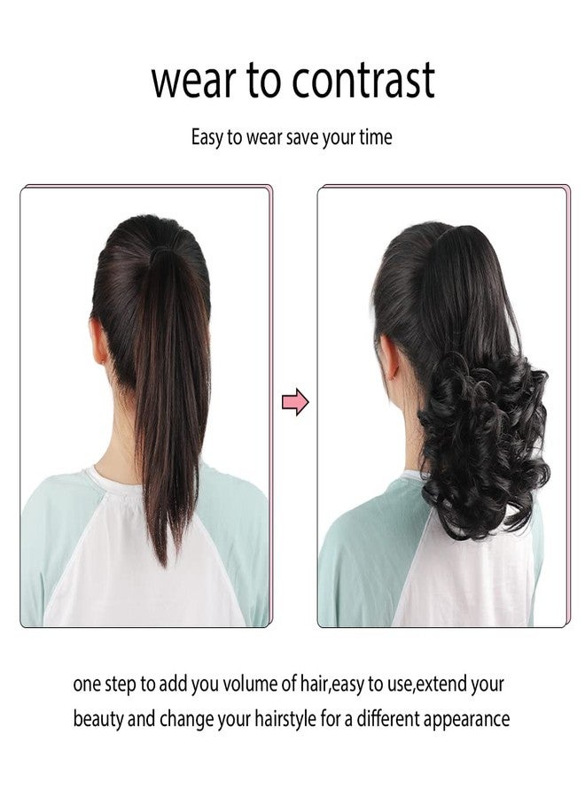 اتش اس بي جيه اتش تي ام وصلة شعر ذيل حصان بلون بني محمر من HSPJHTM، وصلات شعر ذيل حصان أحمر داكن بطول 12 بوصة بمشبك شعر للنساء، مشبك شعر صناعي مجعد، قطعة شعر منفوشة للهالوين للفتيات للاستخدام اليومي - Image 4